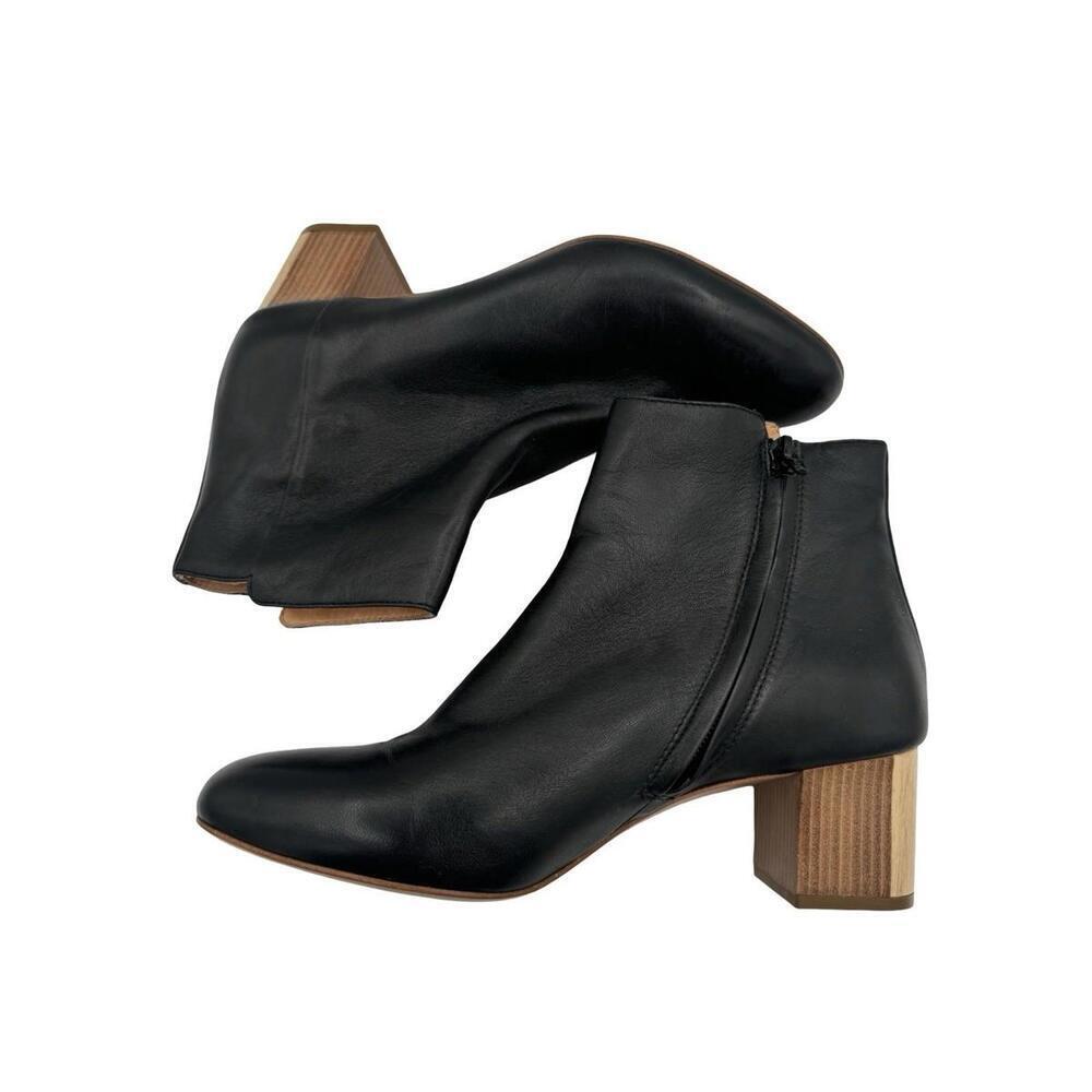 Veronique Branquinho Leather Ankle Zip Heel Boots Black Size EU 38 | US 7 - Picture 5 of 9